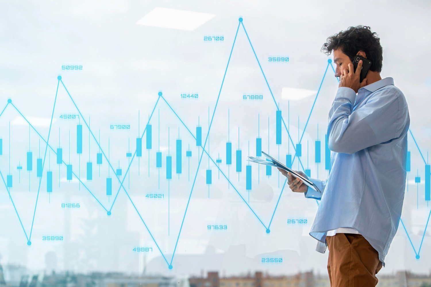 Trader reviewing charts